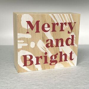 Christmas Merry and Bright Wood Block Plaque 3-1/2" x 4" by Here & There